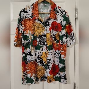 Destroyer Rocks Men's White Sox Hawaiian Shirt, MLB Baseball, Size M